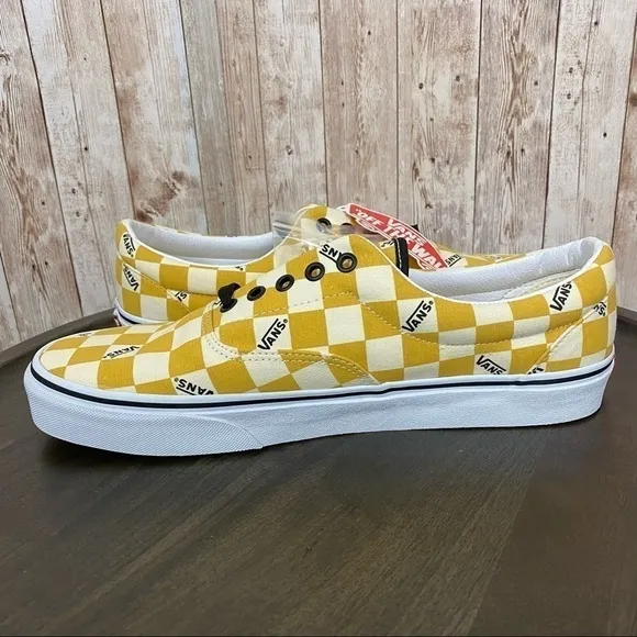 Vans Era Big Check Sneakers Yolk Yellow True White Size 11.5 Men