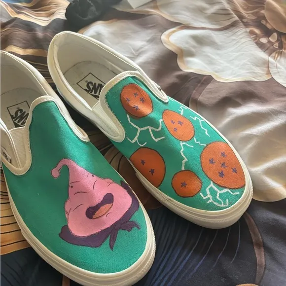 Vans Green and Cream Loafers