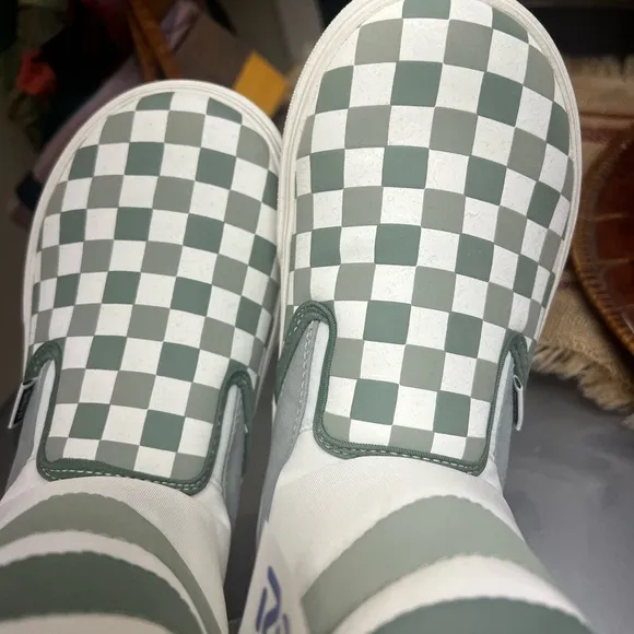 Vans Green and White Checkered Boots