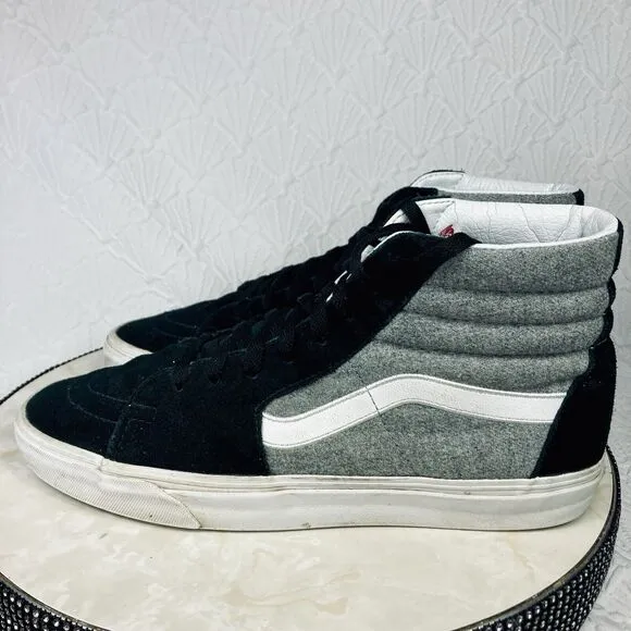 Vans Hi Top Skate Shoe Men 11.5 Black Suede Gray Black Streetwear Casual Sneaker