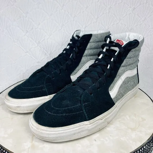 Vans Hi Top Skate Shoe Men 11.5 Black Suede Gray Black Streetwear Casual Sneaker