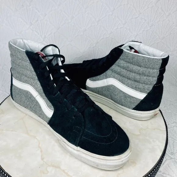 Vans Hi Top Skate Shoe Men 11.5 Black Suede Gray Black Streetwear Casual Sneaker