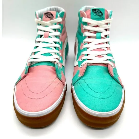 Vans Mens SK8-Hi Canvas Pink/ Turquoise  Sz 10
