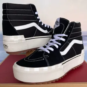 Vans Men’s Sk8-Hi Stacked (Suede/Canvas) Black/BlanVN0A4BTW5ZNPlatforms