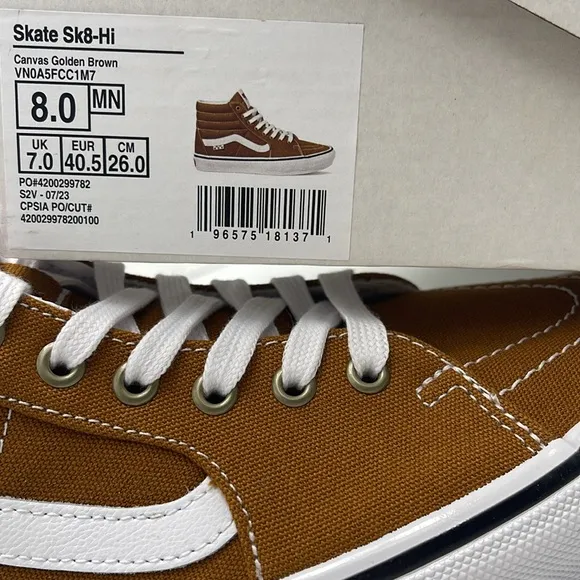 Vans Men’s Skate Sk8-Hi Canvas Golden BrownVN0A5FCC1M7 Sneakers