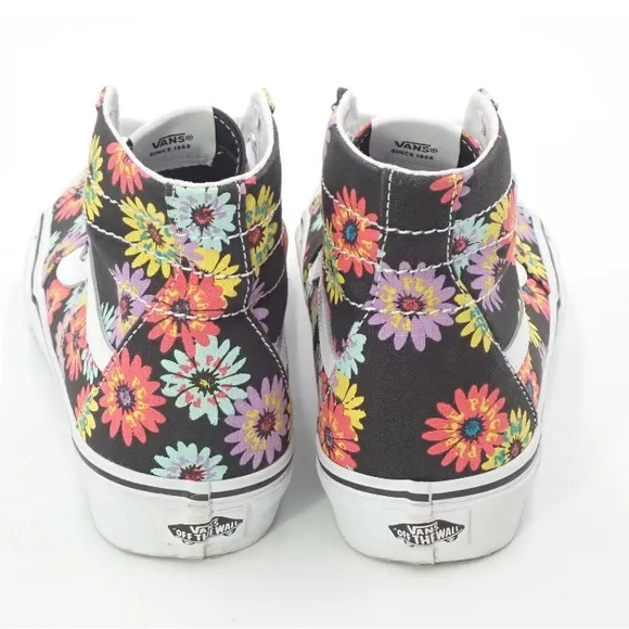 Vans Off The Wall Sk8-Hi Sneakers Tapered 721356 Black Floral Flowers Hightops