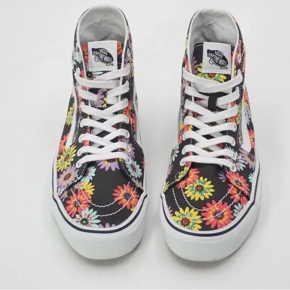Vans Off The Wall Sk8-Hi Sneakers Tapered 721356 Black Floral Flowers Hightops