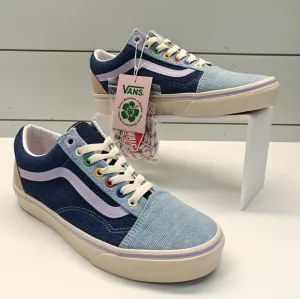 Vans OLD SKOOL EM ON HOLIDAY Denim Blue Flowers Multicolor Skateboard Sneakers