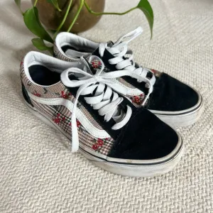 Vans Old Skool Glen Plaid Floral Embroidered Suede &amp; Canvas Sneakers