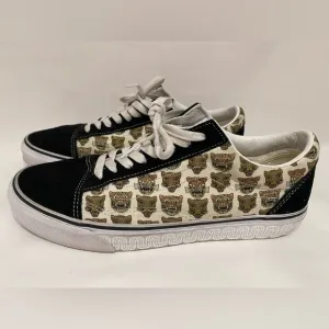 VANS Old Skool LowTop Jaguar &amp; Black Suede Canvas Sneakers Men Size 10