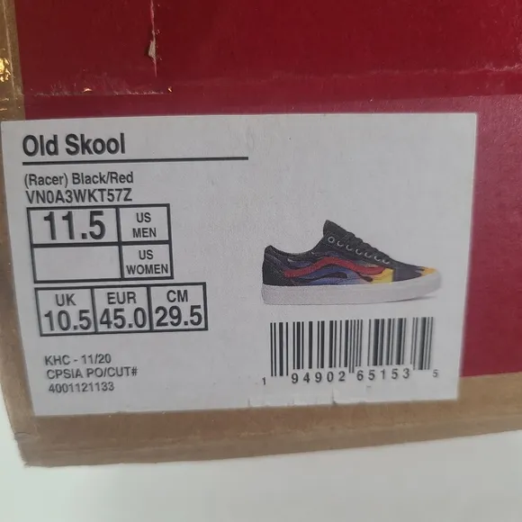 Vans Old Skool Racer Black Red Sneakers Men's Size 11.5