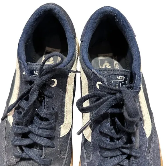 Vans Old Skool Shoe Navy Suede with White Stripe Style 721356 Size Mens 10.5 US