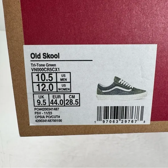 Vans Old Skool Tri-Tone Green Sneakers Men Size 10.5