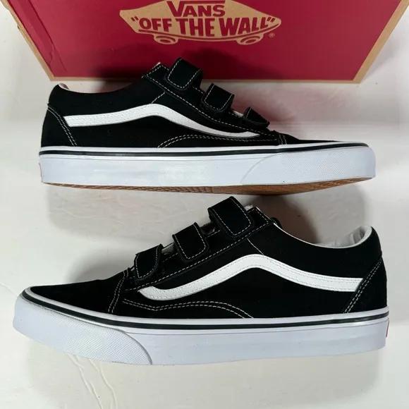 Vans Old Skool V Suede Canvas Black True White Sneakers Men's Size 10.5