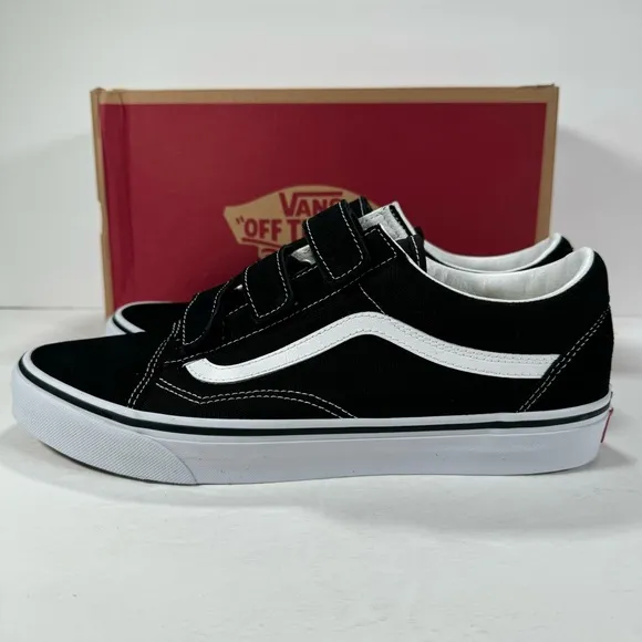 Vans Old Skool V Suede Canvas Black True White Sneakers Men's Size 10.5