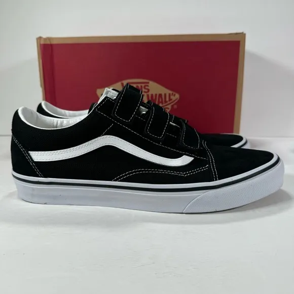 Vans Old Skool V Suede Canvas Black True White Sneakers Men's Size 10.5