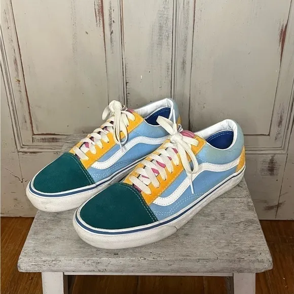 Vans Old Skool Yacht Club Mens Womens Suede Canvas colorblock rainbow sneakers
