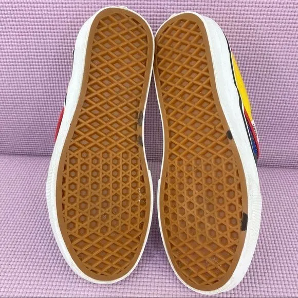 Vans OTW Rally Classic Slip On Sneakers Blue Gray Yellow Red Checkerboard
