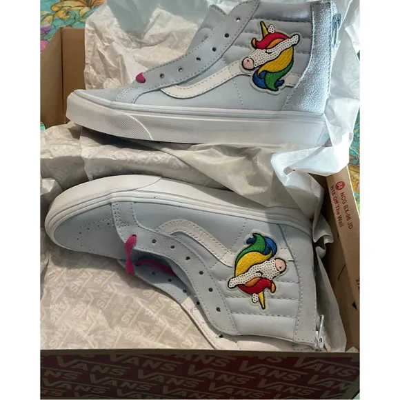 VANS ~SEQUIN PATCH HI-ZIP SNEAKERS (NWT)