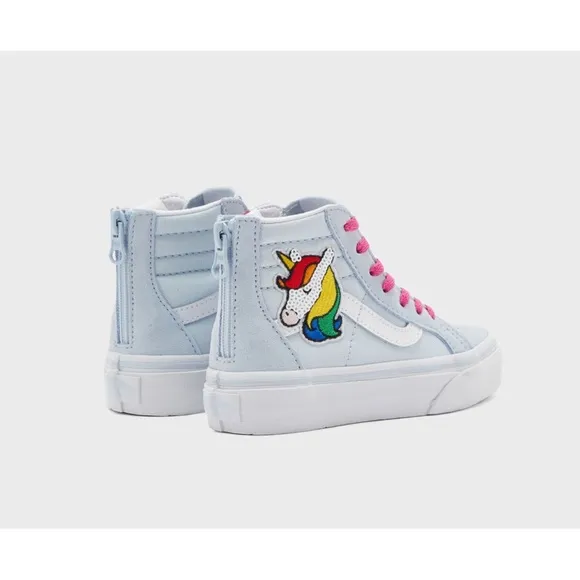 VANS ~SEQUIN PATCH HI-ZIP SNEAKERS (NWT)