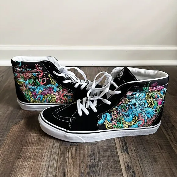 Vans Sk8-Hi Black Underwater Suede Canvas Mens Size 11.5 VN0A4BV6RQ5 Sneakers