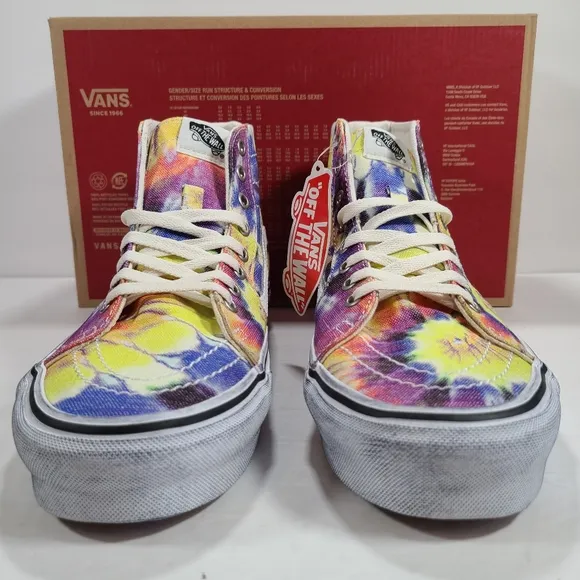 Vans Sk8-Hi Tapered Washed Tie Dye Sneakers Men Size 9.5 Women Size 11.0