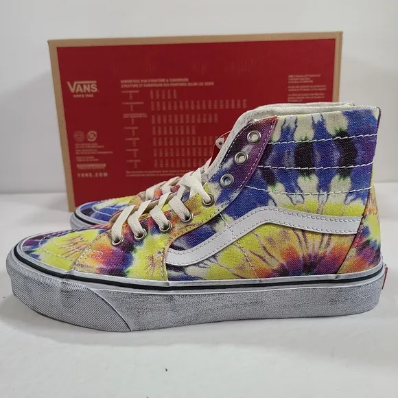 Vans Sk8-Hi Tapered Washed Tie Dye Sneakers Men Size 9.5 Women Size 11.0