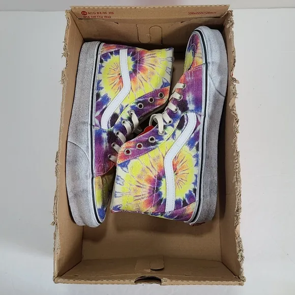 Vans Sk8-Hi Tapered Washed Tie Dye Sneakers Men Size 9.5 Women Size 11.0