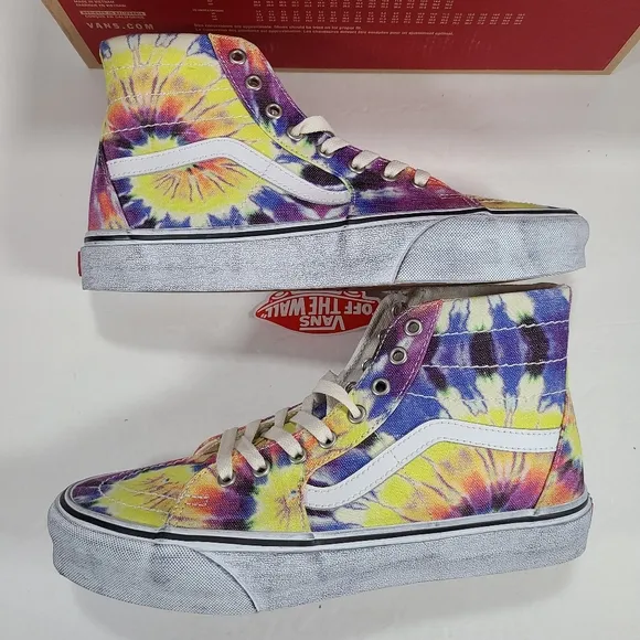 Vans Sk8-Hi Tapered Washed Tie Dye Sneakers Men Size 9.5 Women Size 11.0