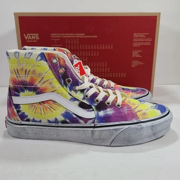 Vans Sk8-Hi Tapered Washed Tie Dye Sneakers Men Size 9.5 Women Size 11.0