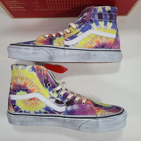 Vans Sk8-Hi Tapered Washed Tie Dye Sneakers Men Size 9.5 Women Size 11.0