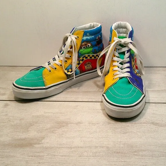 VANS Sk8-Hi x Sesame Street High Oscar's Taxi Service Womans Sz 8.0 Mens Sz 6.5
