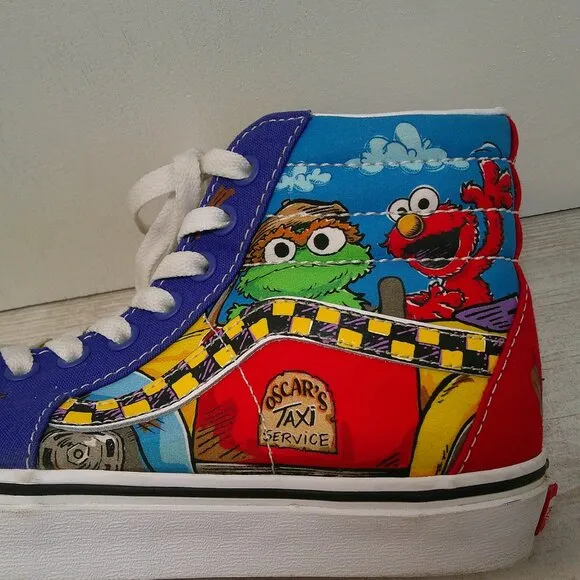 VANS Sk8-Hi x Sesame Street High Oscar's Taxi Service Womans Sz 8.0 Mens Sz 6.5