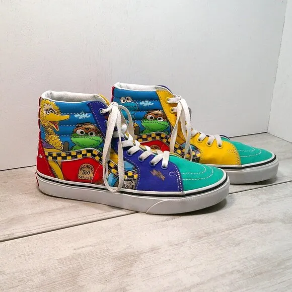 VANS Sk8-Hi x Sesame Street High Oscar's Taxi Service Womans Sz 8.0 Mens Sz 6.5