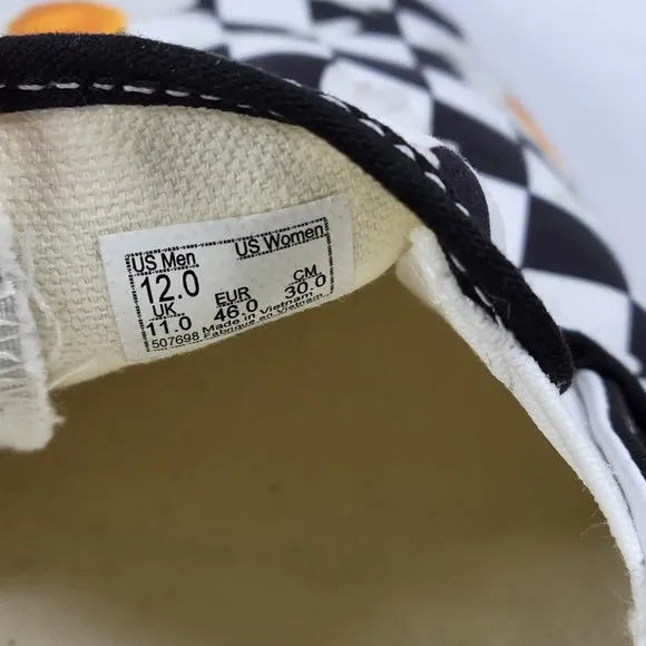 VANS UNISEX classic slip-on checkerboard flowers sneakers Sz B12/13.5 W NEW