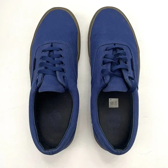 Vans Unisex Lo Pro Blue Gum Brown Canvas Lace Skate Sneakers 614992 M 10.5 W 12