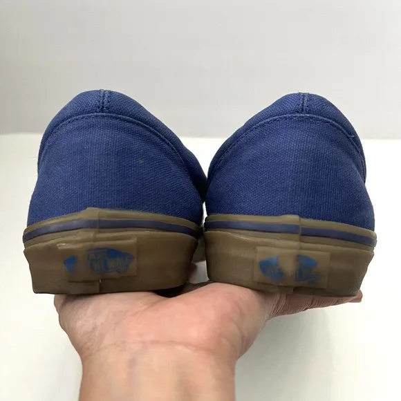 Vans Unisex Lo Pro Blue Gum Brown Canvas Lace Skate Sneakers 614992 M 10.5 W 12