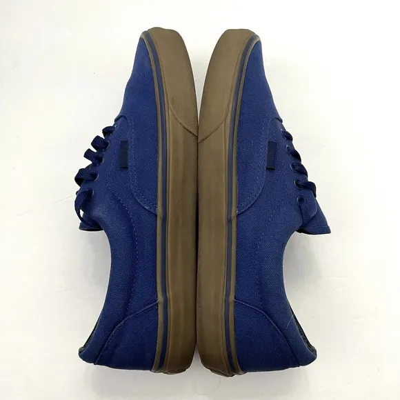 Vans Unisex Lo Pro Blue Gum Brown Canvas Lace Skate Sneakers 614992 M 10.5 W 12