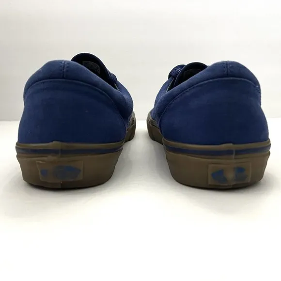 Vans Unisex Lo Pro Blue Gum Brown Canvas Lace Skate Sneakers 614992 M 10.5 W 12