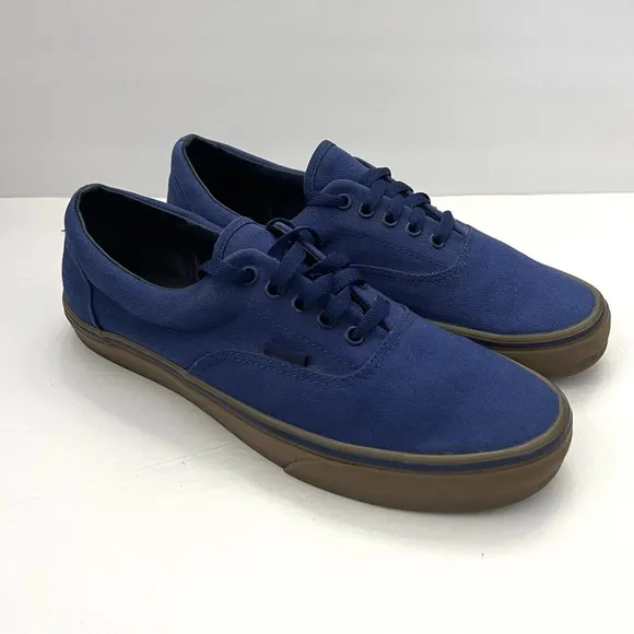 Vans Unisex Lo Pro Blue Gum Brown Canvas Lace Skate Sneakers 614992 M 10.5 W 12