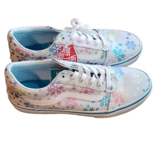 Vans Ward Foil Snowflakes Blue White Sneakers NEW