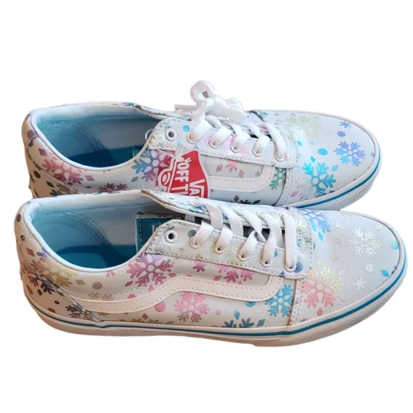 Vans Ward Foil Snowflakes Blue White Sneakers NEW