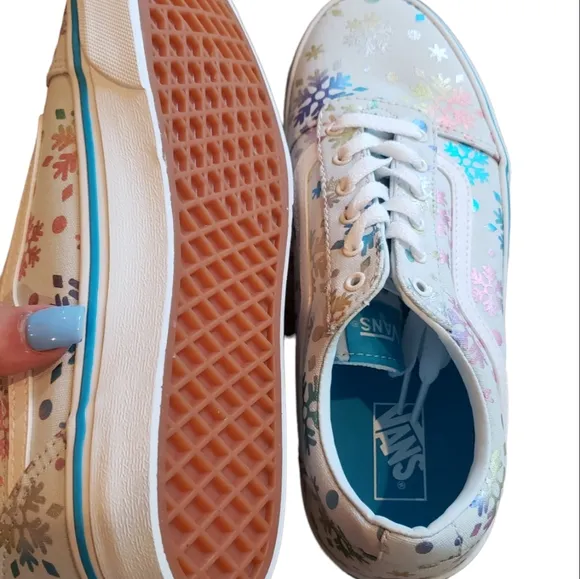 Vans Ward Foil Snowflakes Blue White Sneakers NEW
