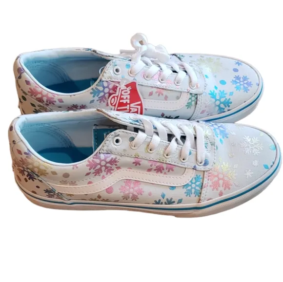 Vans Ward Foil Snowflakes Blue White Sneakers NEW