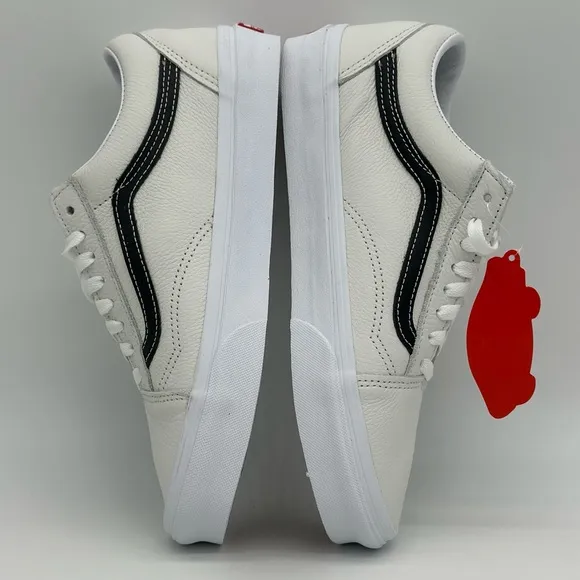 Vans White and Black Classic Sneakers with Signature Stripe