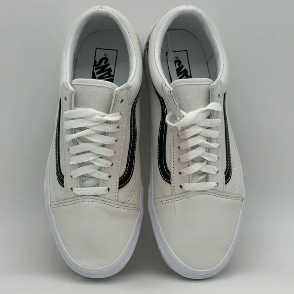 Vans White and Black Classic Sneakers with Signature Stripe
