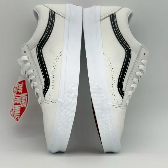 Vans White and Black Classic Sneakers with Signature Stripe