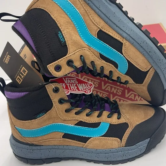 Vans WMNS High-Top Sneakers Boots Blue and Tan Accents Ultrarange ExoTobacco