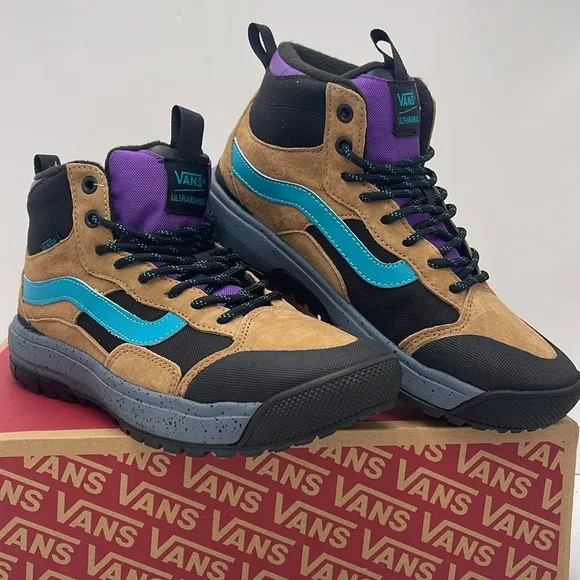Vans WMNS High-Top Sneakers Boots Blue and Tan Accents Ultrarange ExoTobacco