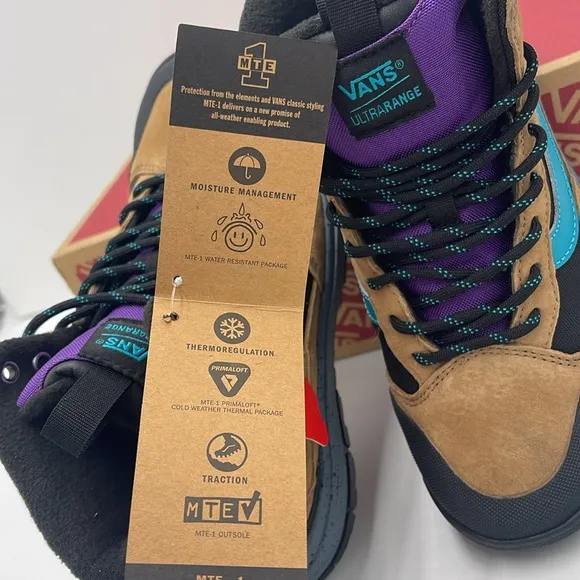 Vans WMNS High-Top Sneakers Boots Blue and Tan Accents Ultrarange ExoTobacco